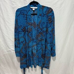 Victoria’s Secret Vintage Blue Robe Belted Boudoir Sleepwear Lingerie Wrap Birds